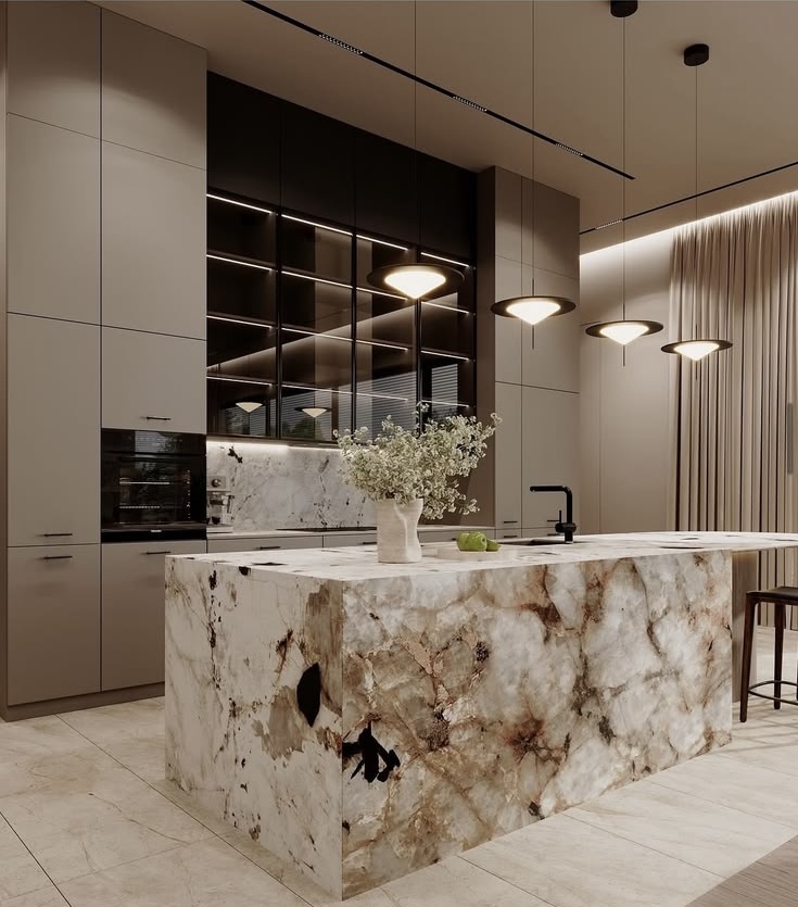 Marble kitchen countertop