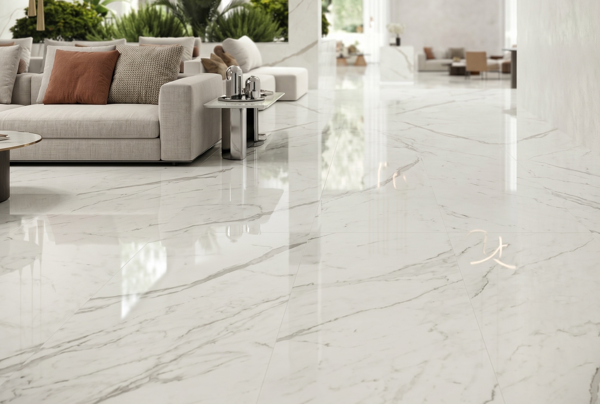 Marble flooring in living room